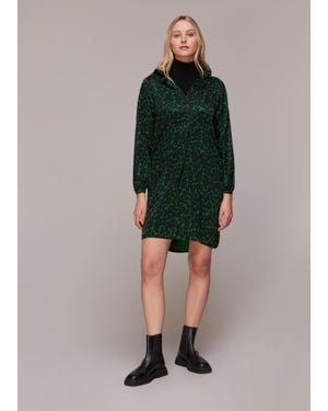 Whistles Smudge Animal Frill Dress - Green