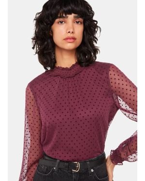 Whistles Dobby Velvet Shirred Top