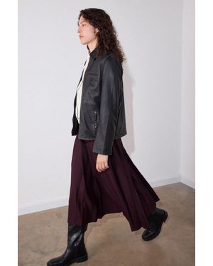 Whistles Kate Burnished Leather Jacket - Black