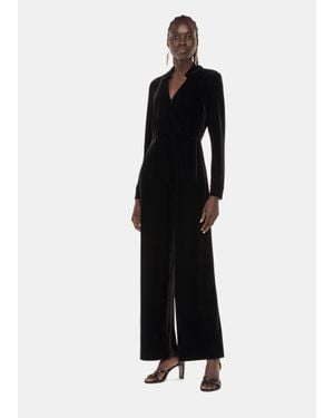 Whistles Wrap Velvet Jumpsuit - Black