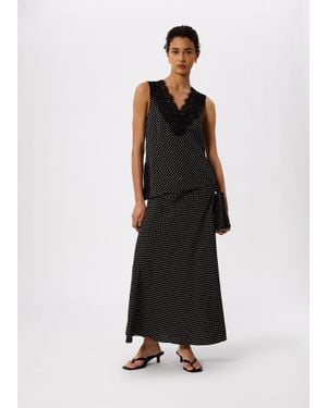 Whistles Mini Spot Fit And Flare Midi Skirt - Black
