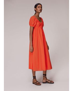Whistles Tie Detail Elouise Midi Dress - Red