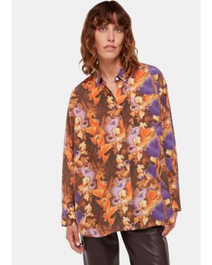 Whistles Sprayed Texture Silk Shirt - Orange