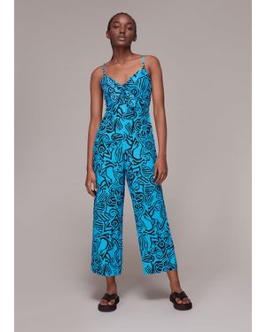 Whistles Starflower Print Tie Jumpsuit - Blue