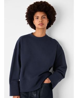 Whistles Rib Cuff Detail Jersey Sweat - Blue