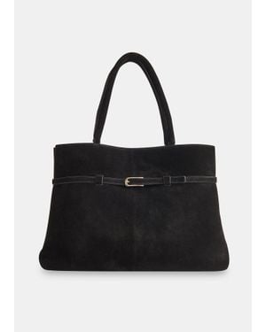 Whistles Noelle Suede Buckle Tote Bag - Black