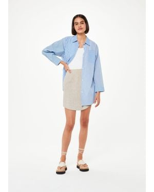 Whistles Curved Hem Linen Skirt - Blue