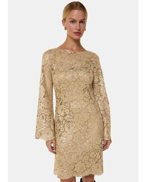 Whistles Metallic Lace Mini Dress - Natural