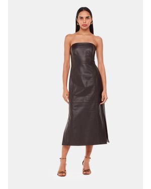 Whistles Leather Bandeau Dress - Brown