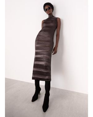 Whistles Sleeveless Plisse Midi Dress - Brown