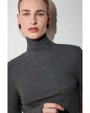 Whistles Essential Ribbed Polo - Grey