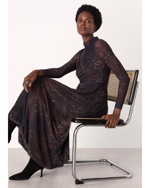 Whistles Spotted Animal Mesh Dress - Multicolour