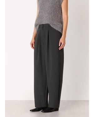 Whistles Wool Blend Barrel Trouser - Black