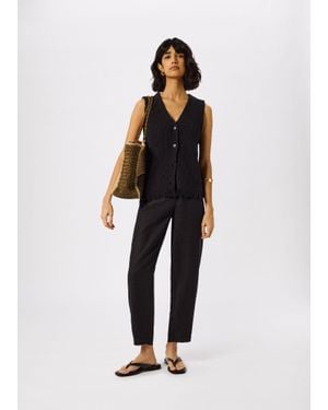 Whistles Petite Linen Barrel Leg Trouser - Black