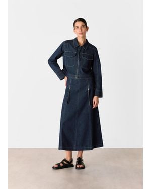 Whistles Madri Western Midi Skirt - Blue