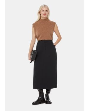 Whistles Petite Abigail Tailored Midi Skirt - White