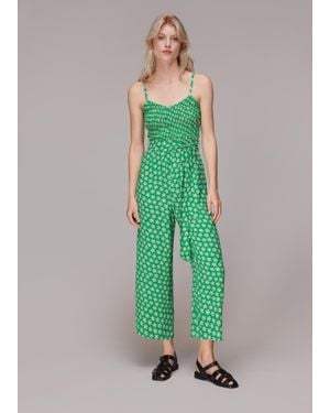 Whistles Daisy Check Print Jumpsuit - Green