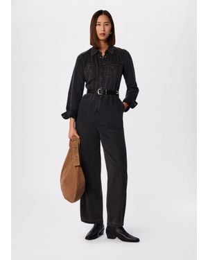 Whistles Cotton Blend Denim Jumpsuit - Black