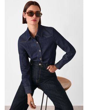 Whistles Button Detail Cotton Shirt - Blue