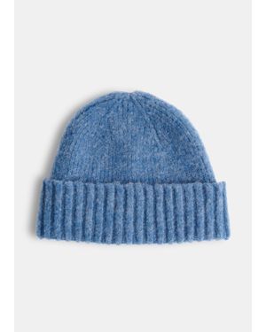 Whistles Brushed Lambswool Beanie Hat - Blue