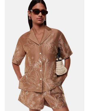 Whistles Embroidered Scribble Shirt - Brown