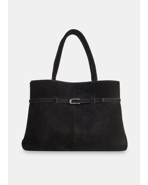 Whistles Noelle Suede Buckle Tote Bag - Black