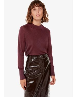 Whistles Sparkle High Neck Knit - Red