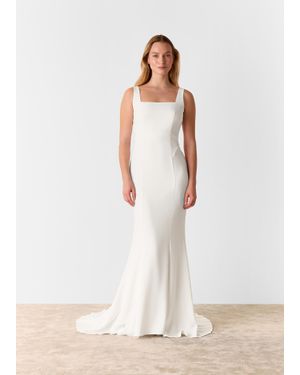 Whistles Mia Square Neck Wedding Dress - White