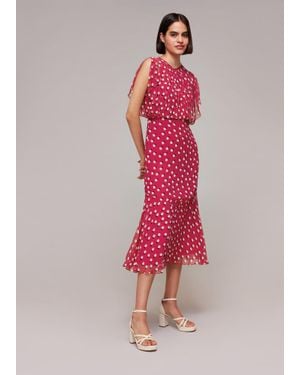 Whistles Moon Spot Print Dress - Pink
