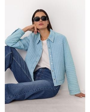 Whistles Cotton Quilted Chambray Jacket - Blue