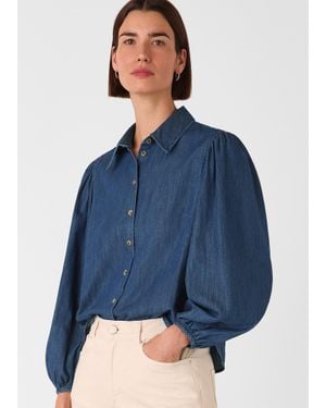 Whistles Chambray Cotton Shirt - Blue