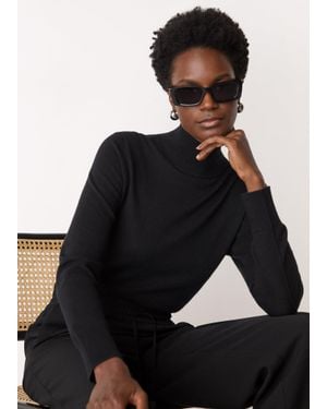 Whistles Fine Wool Mix Funnel Neck Knit - White