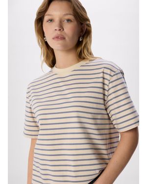 Whistles Stripe Relaxed Cotton T-Shirt - Grey