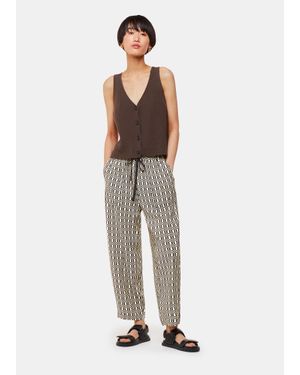 Whistles Link Check Print Trouser - White