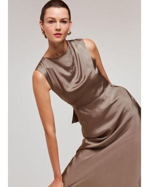 Whistles Cowl Neck Satin Maxi Dress - Brown