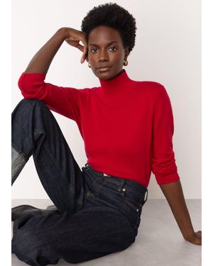 Whistles Fine Wool Mix Funnel Neck Knit - Red