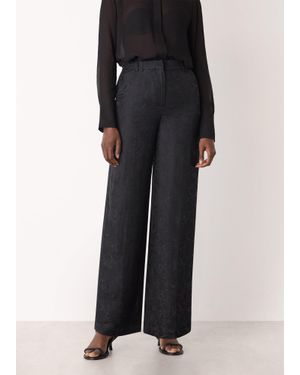 Whistles Jacquard Straight Leg Trouser - Black