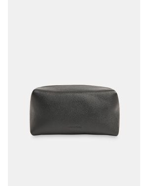 Whistles Ria Leather Zip Pouch - Grey