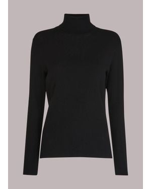 Whistles Maja Knitted Polo - Black