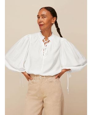 Whistles Tie Neck Detail Blouse - White