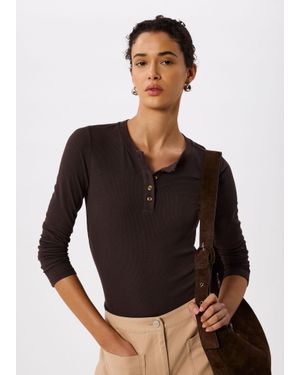 Whistles Essential Rib Henley - Black