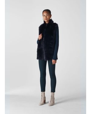 Whistles Longline Sheepskin Gilet - Blue