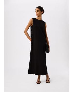 Whistles Fringe Back Midi Dress - Black