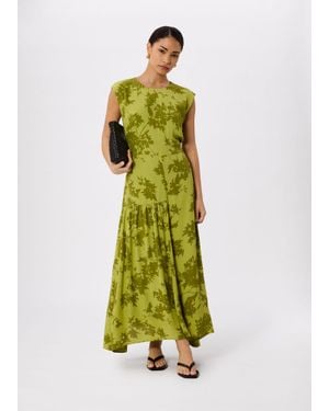 Whistles Petite Floral Asymmetric Dress - Green