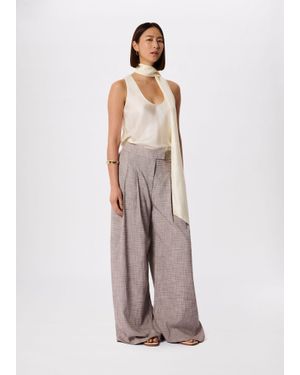 Whistles Check Pleat Wide Leg Trouser - Multicolour