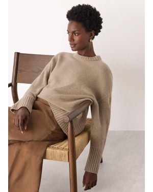 Whistles Heavy Cashmere Crew Neck Knit - Brown