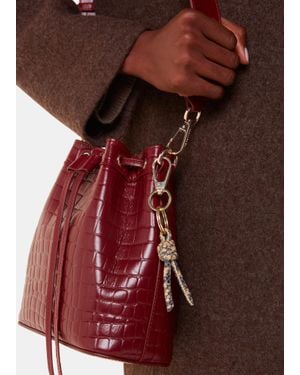 Whistles Leather Knotted Keyring - Red