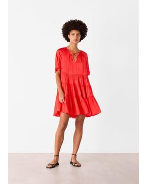 Whistles Satin Trapeze Mini Dress - Red
