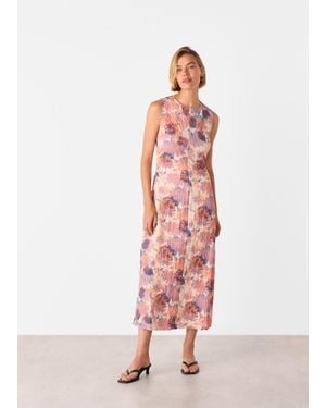 Whistles Floral Textured Midi Dress - Pink
