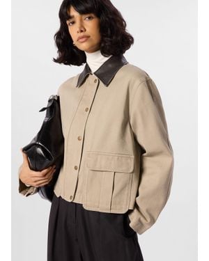 Whistles Casual Contrast Collar Jacket - Natural